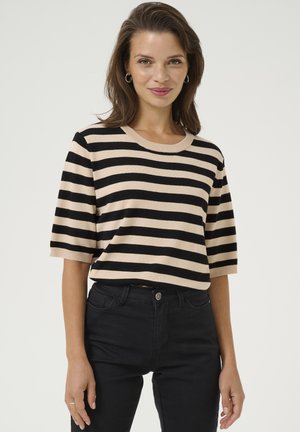 Kaffe LIZZA STRIPED - T-shirt print - smoke gray black deep stripe