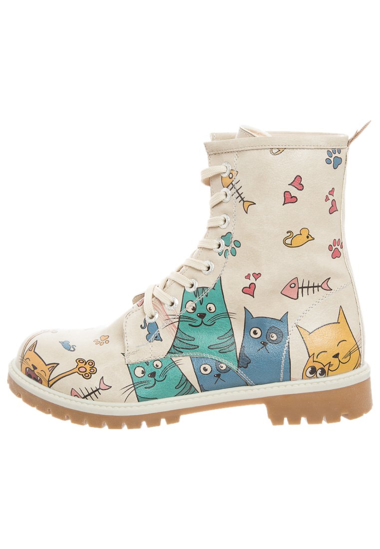 Damen Ankle Boots | Dogo CAT LOVERS Schnürstiefelette natur/mehrfarbig - FS42556 Damen Ankle Boots | Dogo CAT LOVERS Schnürstiefelette natur/mehrfarbig - FS42556