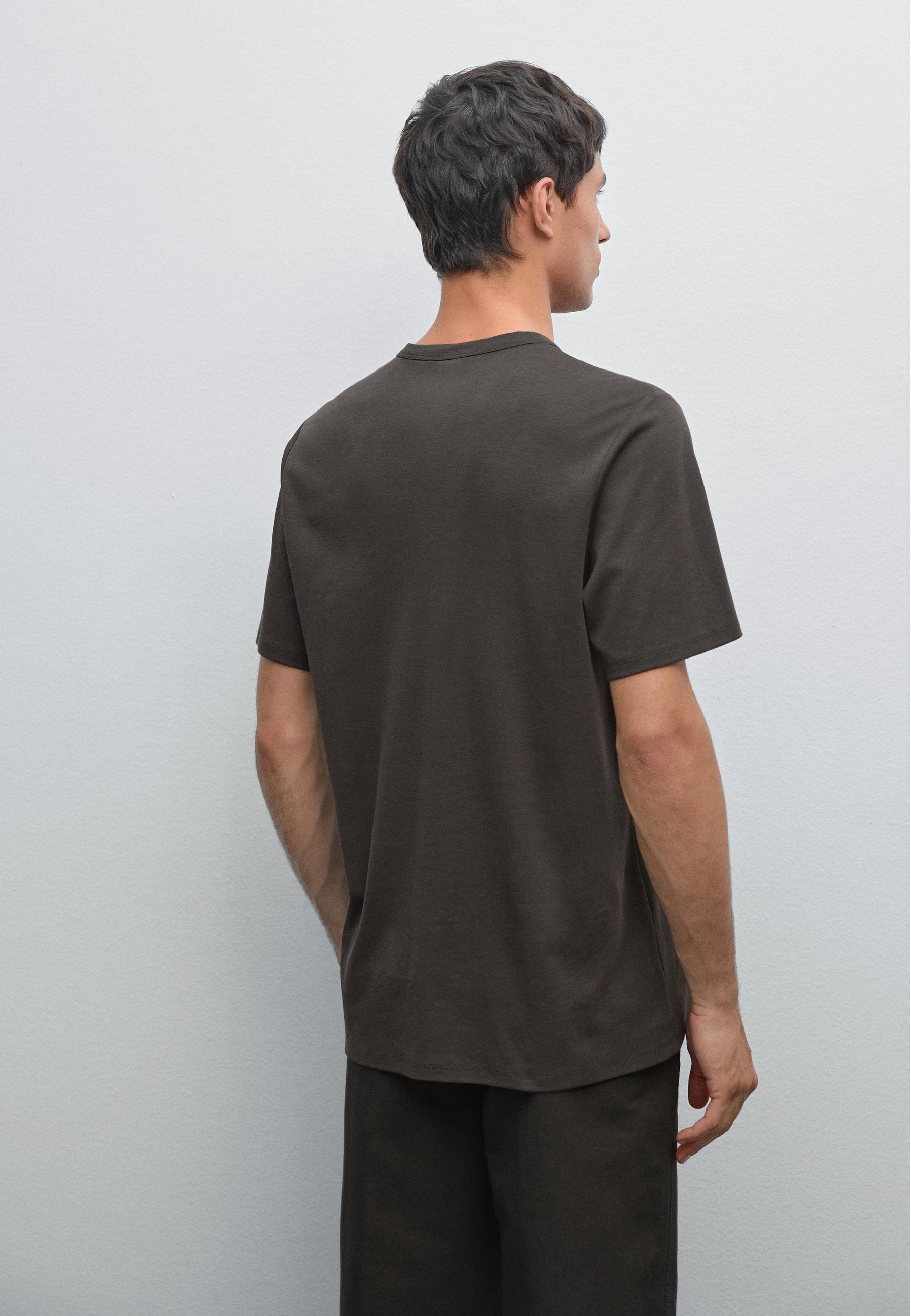 Massimo Dutti SHORT SLEEVE BLEND - Basic T-shirt - dark grey