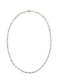 Náhrdelník z pozlaceného kovu s řetězem tvořeným prodlouženými články, hladkým povrchem a zapínáním na karabinku. Jednoduchý, elegantní design.