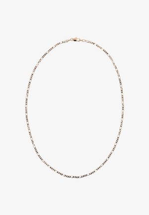 Naszyjnik z metalowego łańcuszka w kolorze złotym, z wydłużonymi ogniwami, gładkim wykończeniem i zapięciem na zatrzask. Prosty, elegancki design.