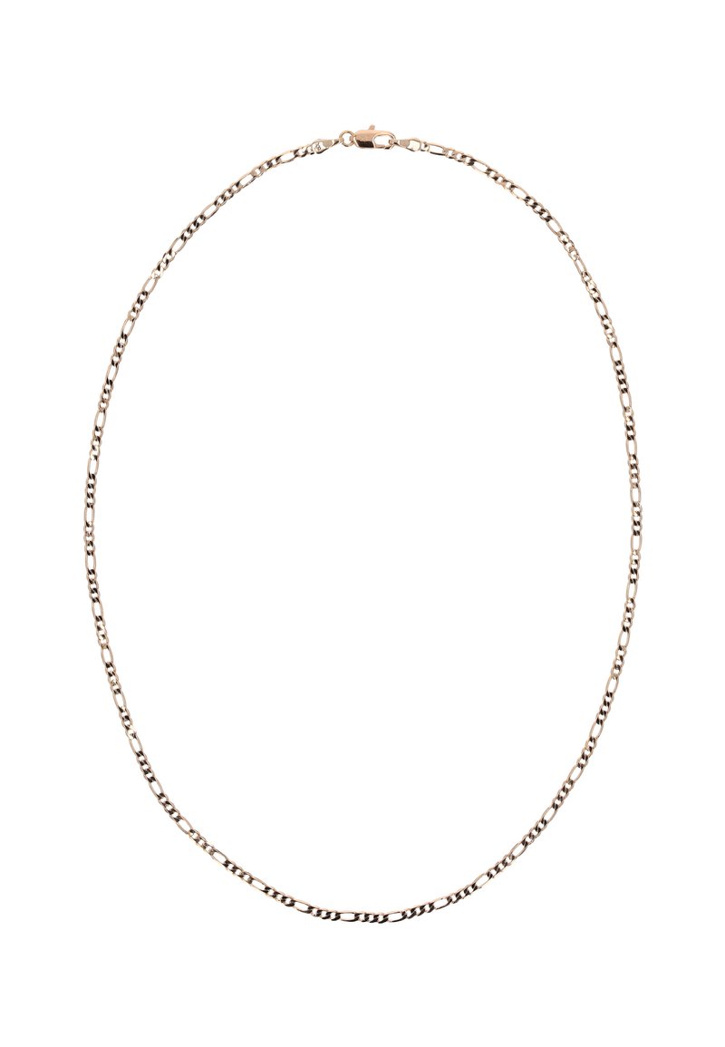 Náhrdelník z pozlaceného kovu s řetězem tvořeným prodlouženými články, hladkým povrchem a zapínáním na karabinku. Jednoduchý, elegantní design.