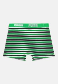 Čierne, zelené a biele pruhované boxerky s zeleným pásom a logom "PUMA". Mäkká látka s priliehavým strihom.