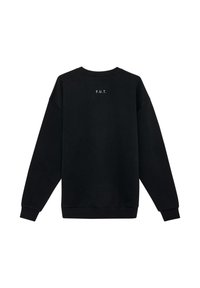 Svart sweatshirt med texten "F.U.T." på övre ryggen, med en avslappnad passform och ribbade muddar och nederkant. Mjuk tygkänsla.