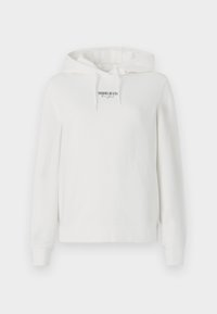 Witte katoenen hoodie met een kangoeroezak, ribgebreide manchetten en een capuchon met trekkoord. 'TOMMY JEANS' logo gedrukt op de borst.