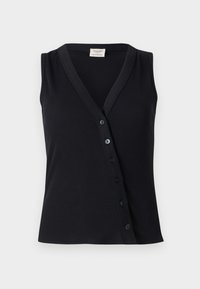 POWDERED BUTTON THROUGH LONGLINE VEST - Vesta - black