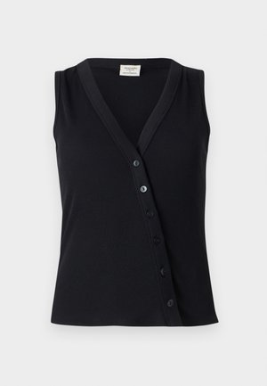 Abercrombie & Fitch POWDERED BUTTON THROUGH LONGLINE VEST - Waistcoat - black