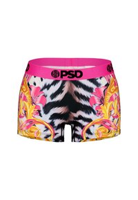 Farverige PSD boxershorts med en pink elastisk talje, dristige blomster- og dyreprintmønstre samt et glat, strækbart materiale.