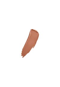 Liquid lipstick in a light brown shade, smooth texture, applied as a swatch with a tapered end and a slightly opaque finish.