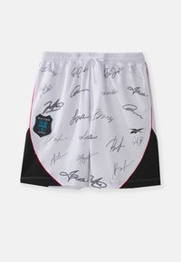 White shorts with black accents and red piping, featuring multiple black signatures. Includes a botter Antwerp logo on the left side.