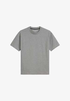 Grijze t-shirt met korte mouwen van katoen, met een ronde halslijn en een comfortabele pasvorm, zonder zichtbare patronen of accenten.