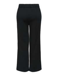 Pantalon noir à jambes larges en tissu doux et extensible. Doté d'une taille élastique et d'un design simple et épuré.