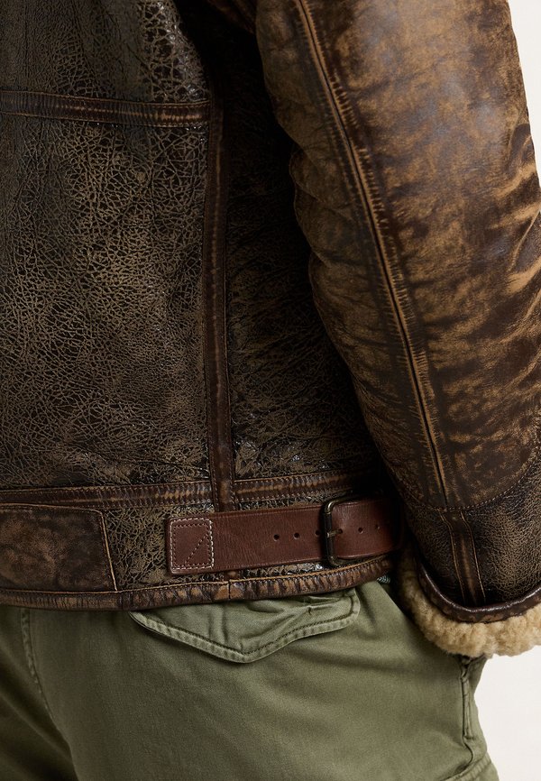 LEATHER-TRIM SHEARLING BOMBER JACKET - Leather jacket2