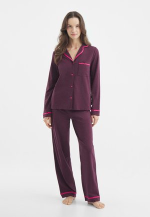 EMBROIDERED GOOD NIGHT SET - Nachtwäsche Set - bordeaux