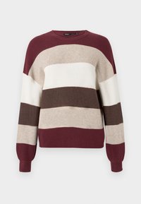 ONLATIA STRIPE - Svetrík - whitecap gray/silver mink/chicory coffee