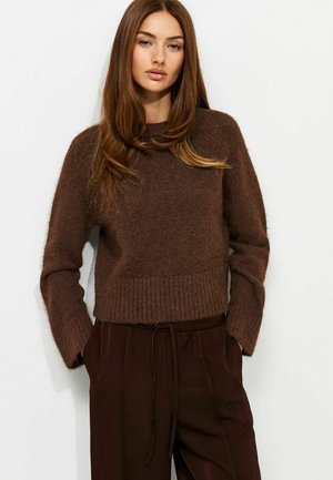 New Look, DARK  KNITTED RAGLAN SLEEVE JUMPER - Jumper - dark brown