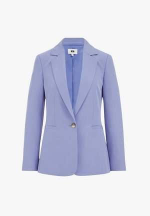 Lichtpaarse blazer met een enkele knoop, geknoopte revers en twee voorzakken. Soepele textuur en getailleerde pasvorm. Gevoerde binnenkant.