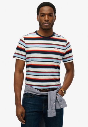 Superdry ESSENTIALS STRIPE - Print T-shirt - eclipse navy surf stripe