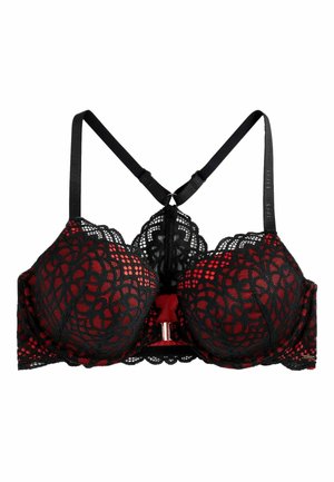Lipsy TRIPLE BOOST PAD PLUNGE - Underwired bra - black red