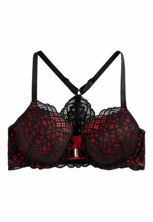 Lipsy TRIPLE BOOST PAD PLUNGE - Modrček s kostjo - black red