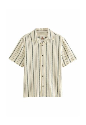 Next TEXTURED STRIPE SHORT SLEEVE WITH CUBAN COLLAR  - REGULAR FIT - Košile - beige
