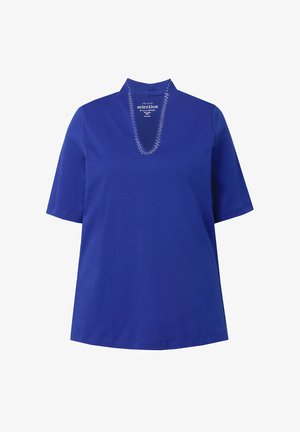 Ulla Popken, À MANCHES COURTES EN COL JABOT - T-Shirt print - classic sapphire