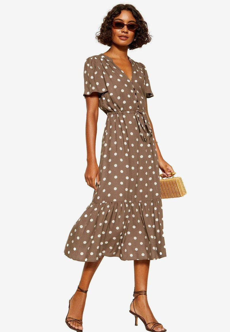 Friends Like These BUTTON THROUGH PUFF SLEEVE REGULAR FIT - Day dress -  brown - Zalando