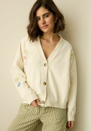 Next RELAXED FIT BUTTON DOWN EMBROIDERED - Kardigán - ecru