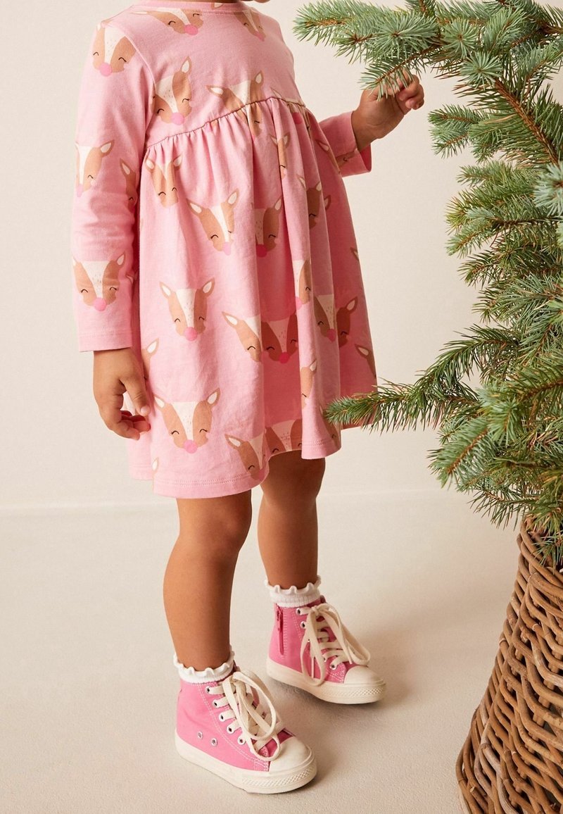 white christmas dresses Red Santa Jersey Knit Ruffle Gown – The Smocking Place