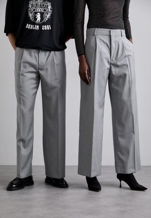 WIDE LEG SUIT TROUSERS UNISEX - Pantalones - grey melange