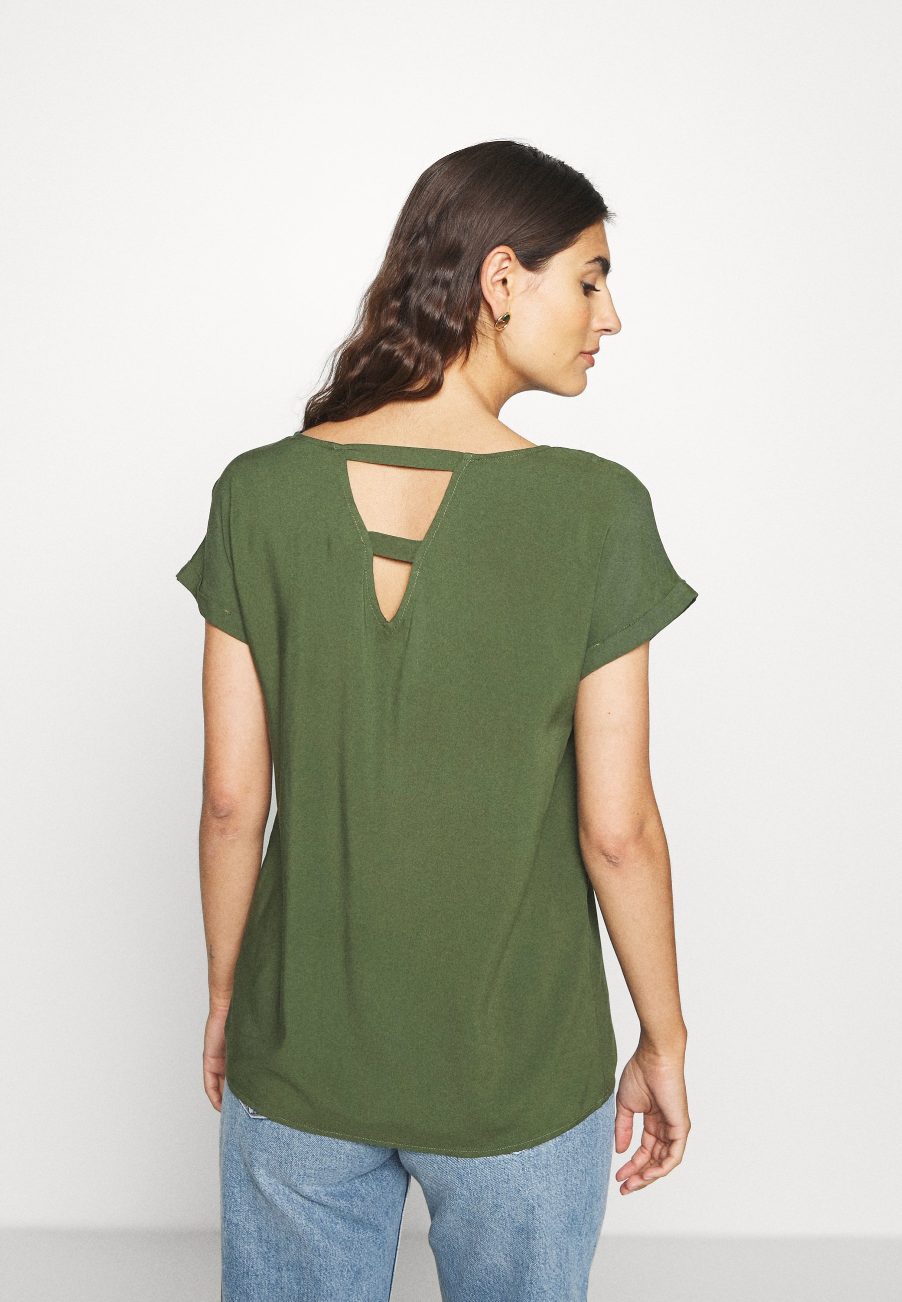 TOM TAILOR DENIM WITH BACK DETAIL - Blouse - dusty rifle green/khaki -  Zalando.co.uk