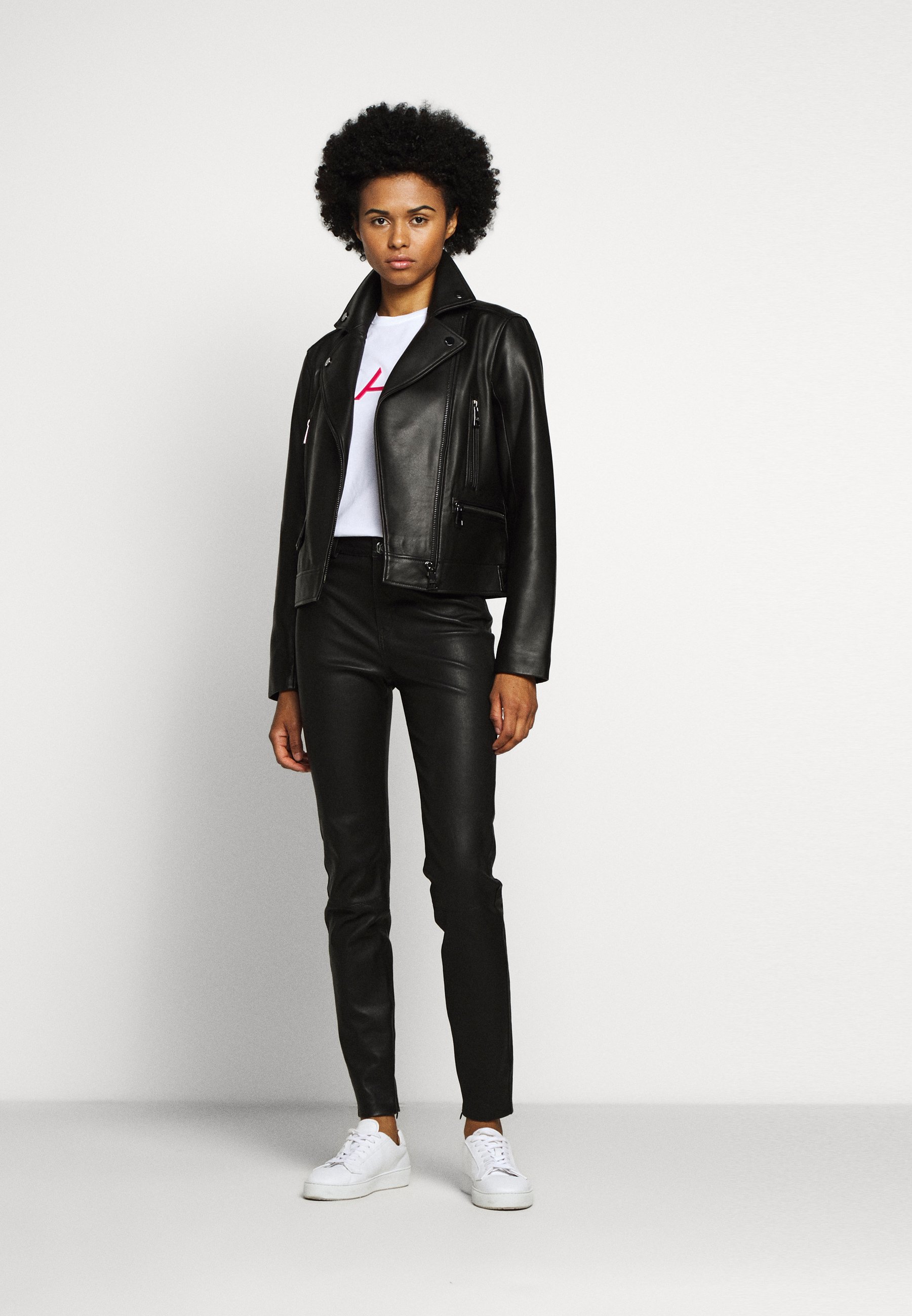 KARL LAGERFELD LEGEND BIKER JACKET Leren jas black KARL LAGERFELD LEGEND BIKER JACKET Leren jas black