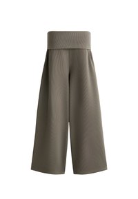FOLDOVER WAIST RIB WIDE-LEG - Stoffhose - grey