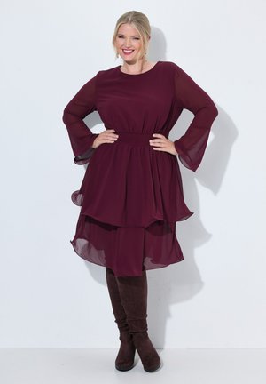 MIAMODA, CHIFFONKLEID, A-LINIE, MIDILÄNGE, VOLANTS - Day dress - claret