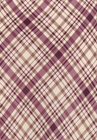 Tissu à carreaux présentant un motif de lignes entrecroisées dans des tons de violet, crème et marron, avec une texture lisse.