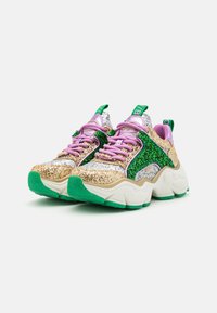Buffalo BINARY GLAM - Tenisice - gold/green/rose