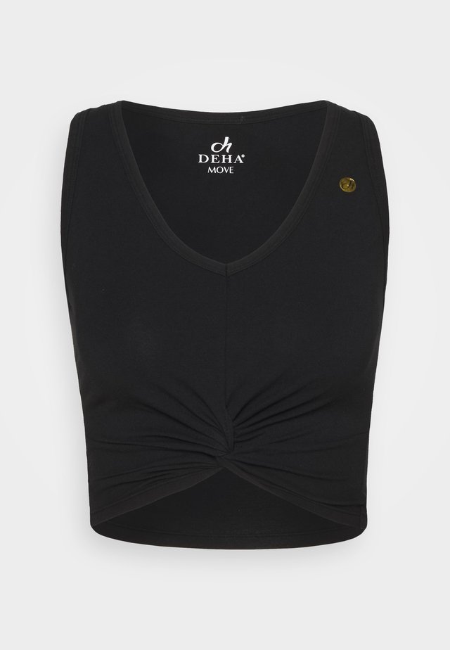 KNOT CROP - Sports shirt - black