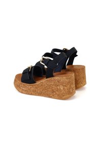 Desa Sandalen met plateauzool - black