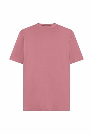Roze T-shirt met korte mouwen, gemaakt van zachte katoen, met een ronde hals en een relaxte pasvorm. Kenmerkt zich door een gladde textuur en geen zichtbare patronen.