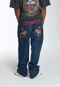 Ed Hardy - SNAKE SEVER TATTOO GRAPHIC - Relaxed fit jeans - indigo Miniatuurafbeelding 1