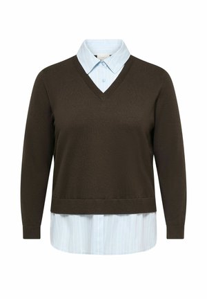 ONLY Carmakoma, KNITTED TOP CARPAYSON KNITTED TOP - Pullover - chocolate torte