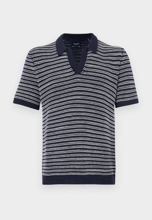 Abercrombie & Fitch TEXTURAL STRIPE - Polo marškinėliai - neat navy/jet stream