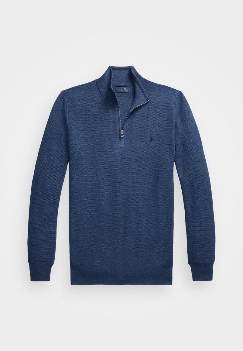 Polo Ralph Lauren Big & Tall MESH-KNIT COTTON QUARTER-ZIP JUMPER - Stickad tröja - rustic navy heather