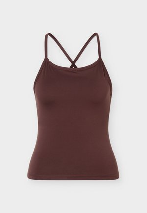 Even&Odd active, ESSENTIAL STUDIO SPORTS VEST TOP WITH CROSS BACK STRAPS - Μπλούζα - dark brown