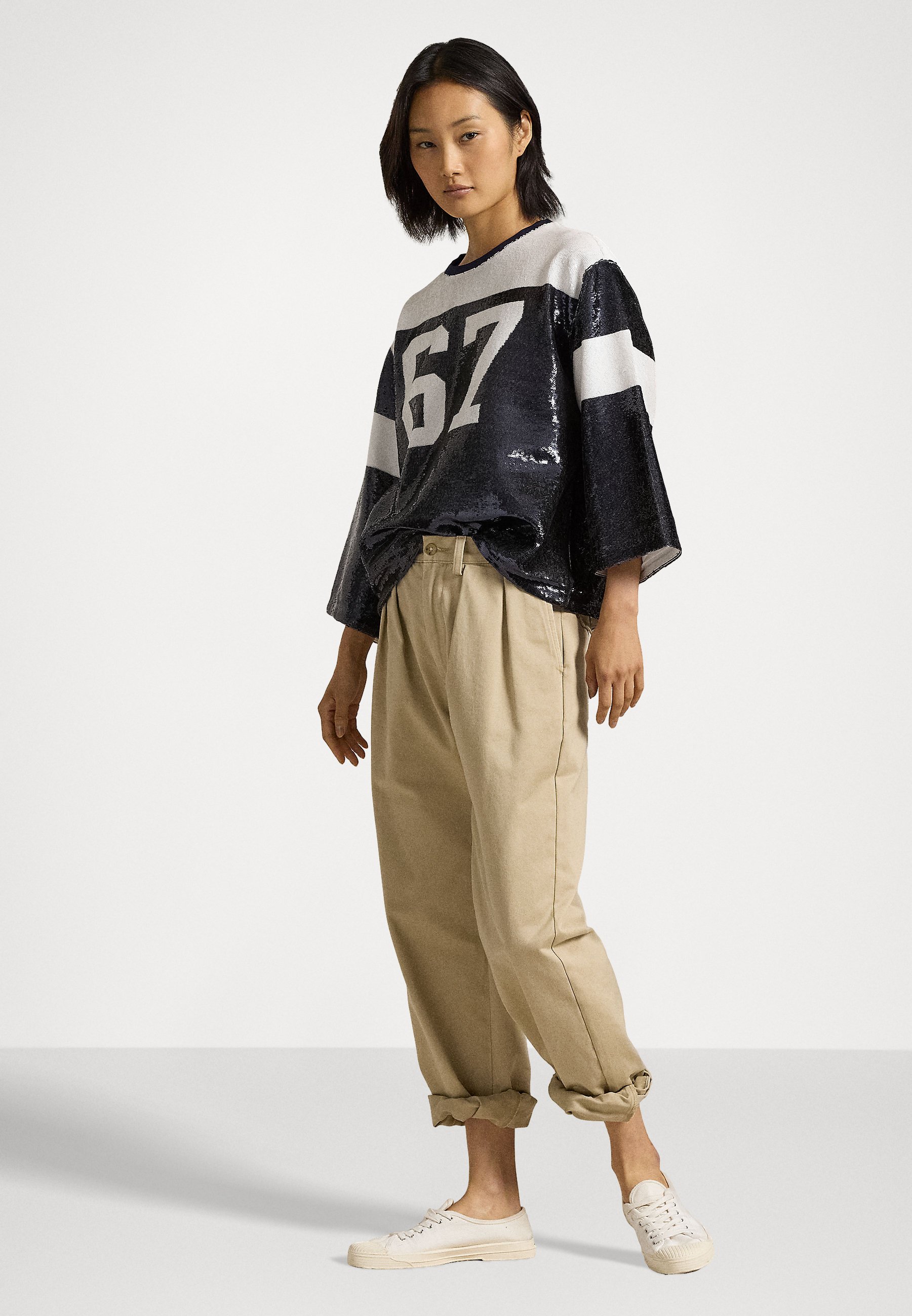 【Polo Ralph Lauren】 SequinedジャージTシャツ Polo Ralph Lauren LOGO SEQUINED JERSEY - Blouse - deep navy