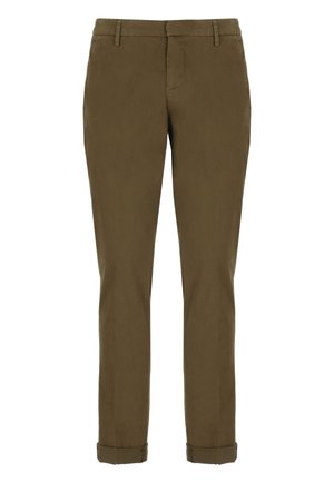 Chinos khaki con taglio dritto, realizzati in un morbido tessuto di cotone, dotati di passanti per cintura e con orli arrotolati sulle caviglie per un look sartoriale.