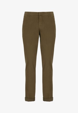 Chinos khaki con taglio dritto, realizzati in un morbido tessuto di cotone, dotati di passanti per cintura e con orli arrotolati sulle caviglie per un look sartoriale.