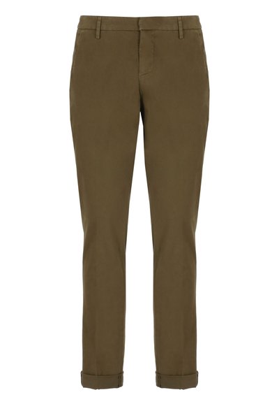 Chinos khaki con taglio dritto, realizzati in un morbido tessuto di cotone, dotati di passanti per cintura e con orli arrotolati sulle caviglie per un look sartoriale.