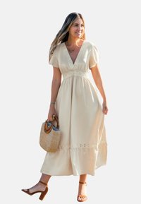 Cupshe ELEGANT FLORAL PLUNGE - Maxi šaty - beige