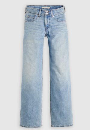 Φαρδιά τζιν παντελόνια σε ανοιχτό μπλε χρώμα από τζην ύφασμα, με φερμουάρ με κουμπιά, πίσω τσέπες και ελαφρώς ξεβαμμένο πλύσιμο για ένα casual λουκ.